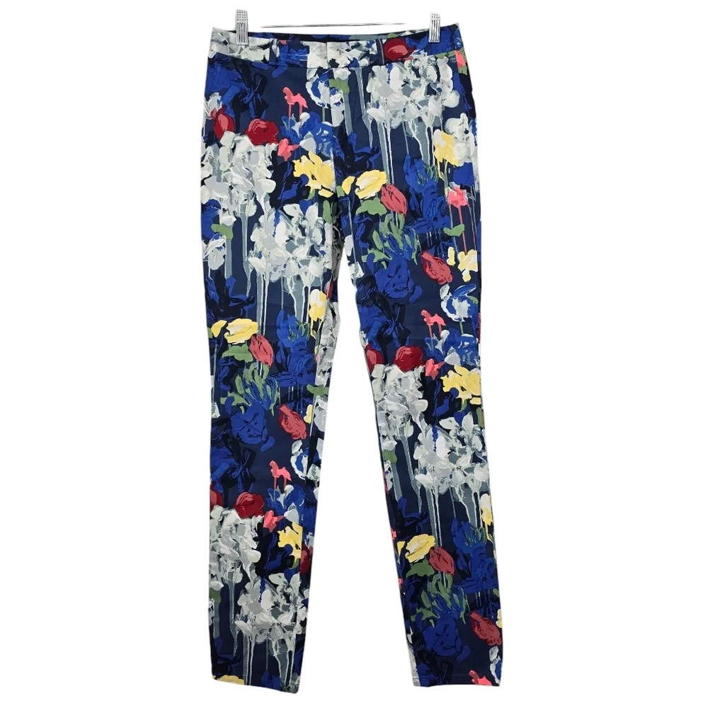 Kate Spade Saturday Blue Yellow Red White Floral Pants 4